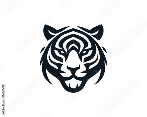 Tiger head, tiger face, logo design vector template. Black and white tiger logo vector illustration. photo