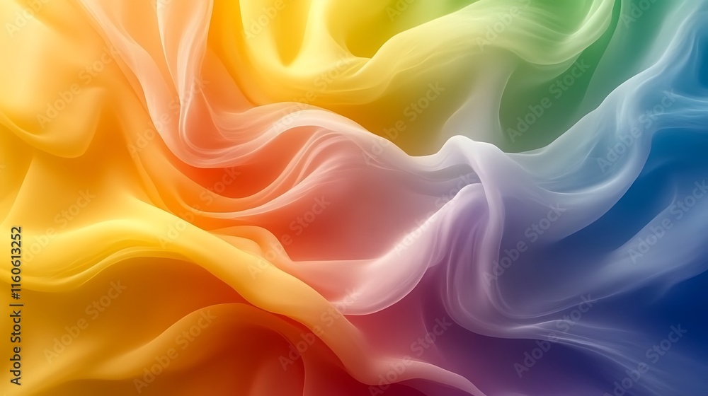 Obraz premium Rainbow Colored Fabric Draped in Soft Waves