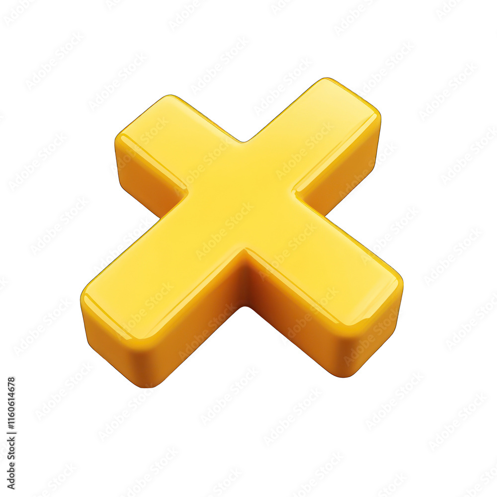 Obraz premium Yellow plus sign 3d isolated on transparent background