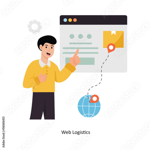 Web Logistics  concept vector illustration. Supply Chain isolated On white Background.                