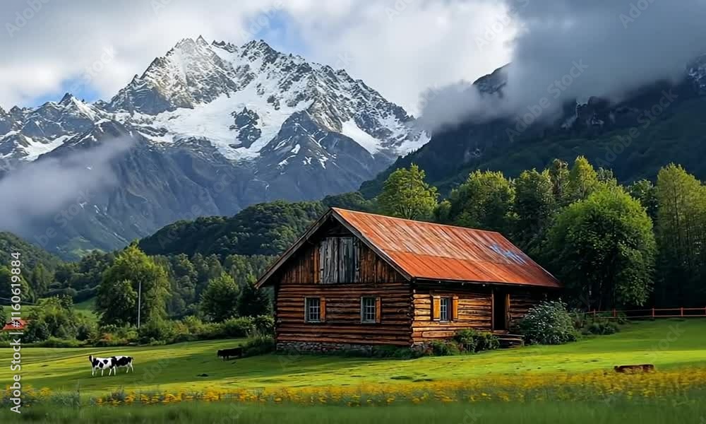 Serene Mountain Cabin: A Picturesque Landscape Serene Mountain Cabin: A Picturesque Landscape