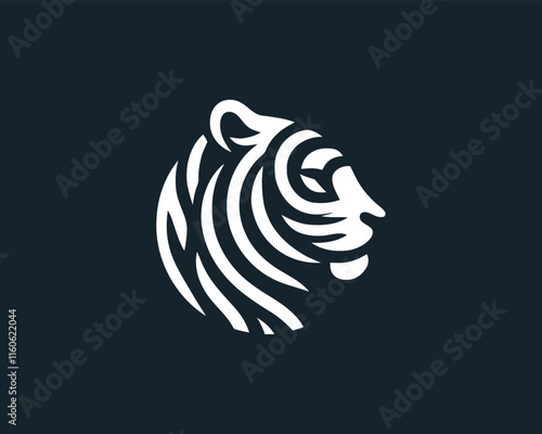 Tiger head, tiger face, logo design vector template. Black and white tiger logo vector illustration. photo