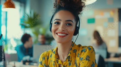 The Smiling Woman with Headphones