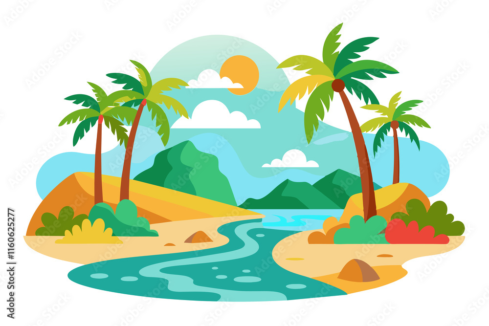 Fototapeta premium tropical island with palm trees