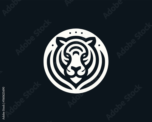 Tiger head, tiger face, logo design vector template. Black and white tiger logo vector illustration. photo