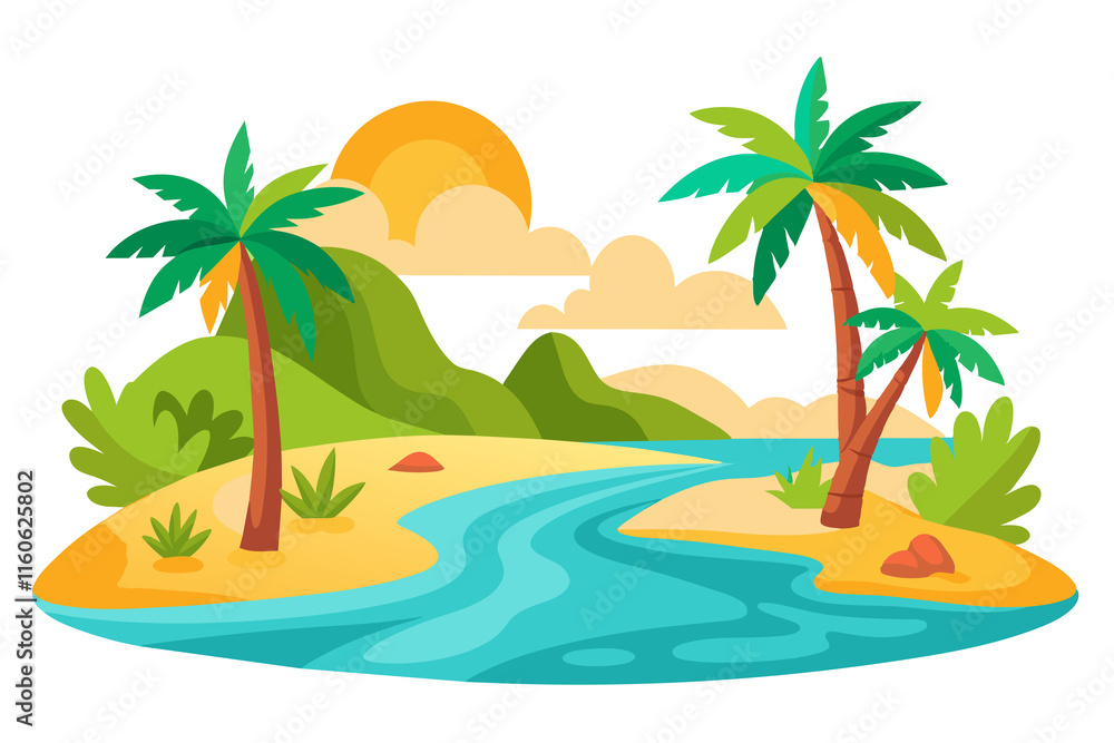 tropical island with palm trees tropical island with palm trees