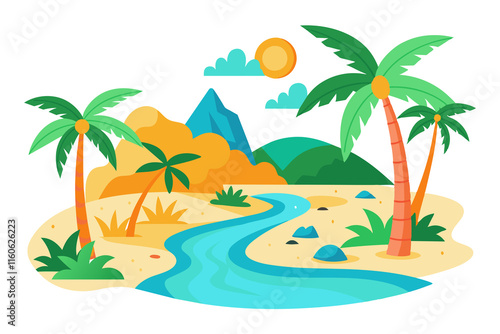 tropical island with palm trees
