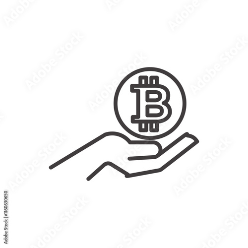 Bitcoin Icon Showing a Cryptocurrency Symbol in Black and White