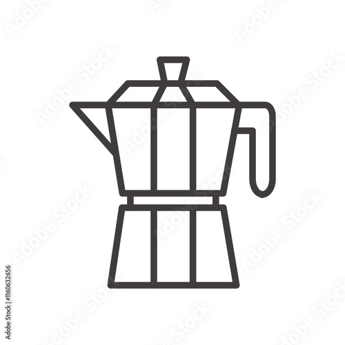 Moka Pot Icon Depicting a Coffee Brewing Tool in Black and White