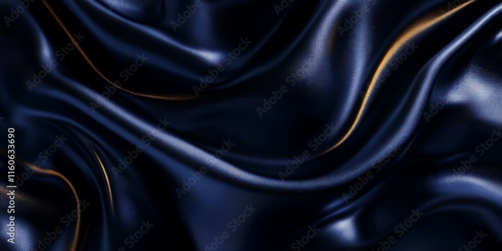 Fototapeta premium Abstract dark blue and gold silk fabric texture. (1)
