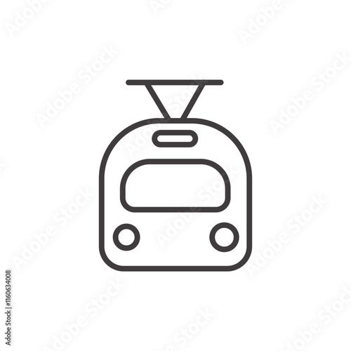 Tram Icon Depicting an Electric Streetcar in Black and White