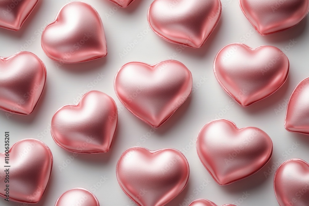 A selection of pink heart shaped chocolates placed on a white surface, perfect for packaging or branding ideas A selection of pink heart shaped chocolates placed on a white surface, perfect for packaging or branding ideas