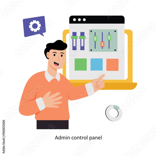 Admin control panel concept vector illustration. Web Hosting isolated On white Background.      