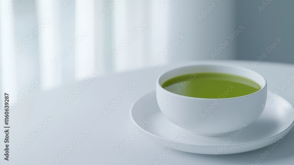 Serene Green Tea Minimalist Cup Modern Interior Calm Serene Green Tea Minimalist Cup Modern Interior Calm