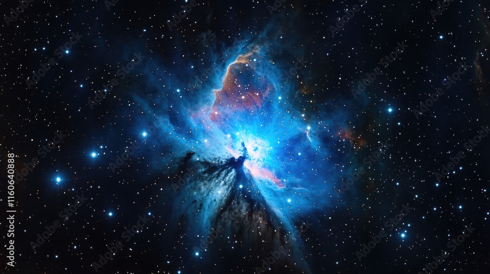 Naklejka premium A stunning image of a blue nebula against a backdrop of twinkling stars