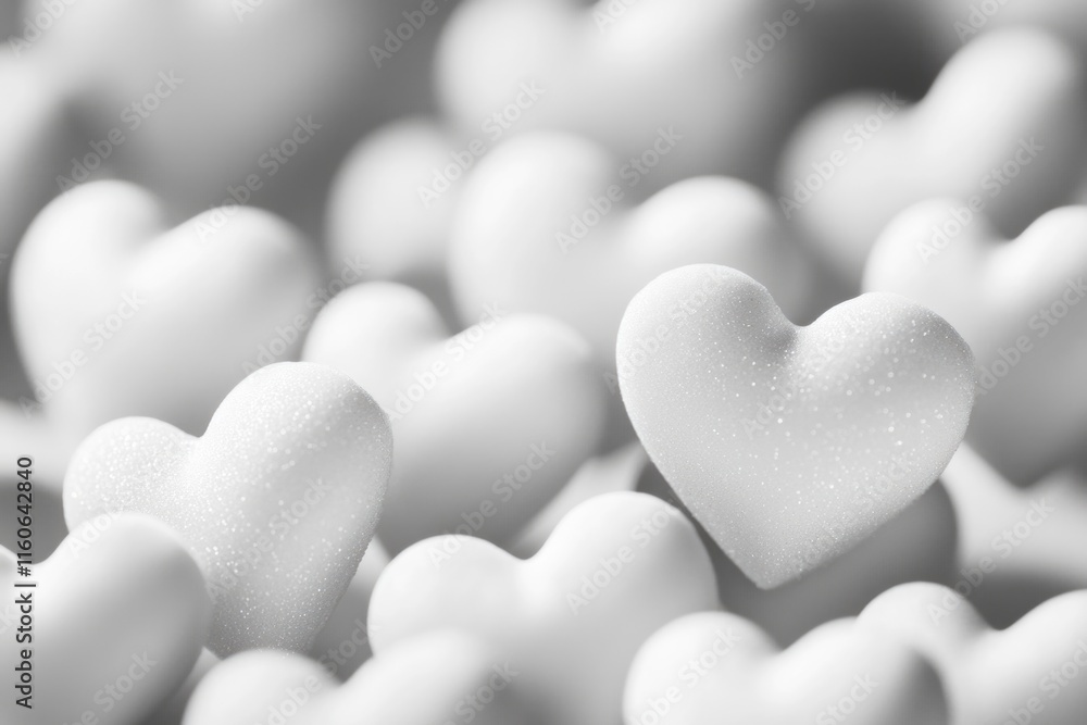 Fototapeta premium A collection of small white hearts photographed in detail