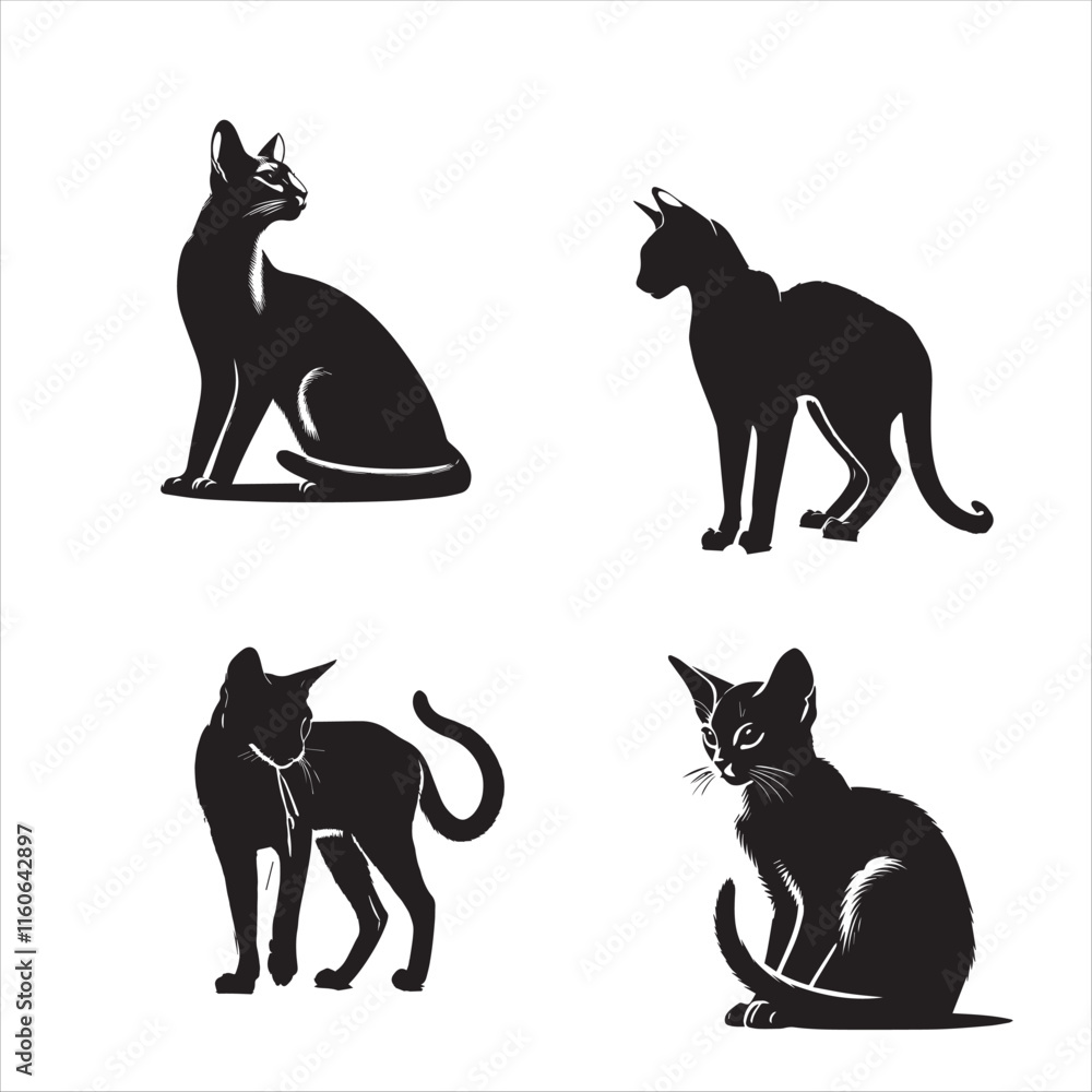 black Abyssinian Cat Vector Illustration – Elegant Feline Artwork black Abyssinian Cat Vector Illustration – Elegant Feline Artwork