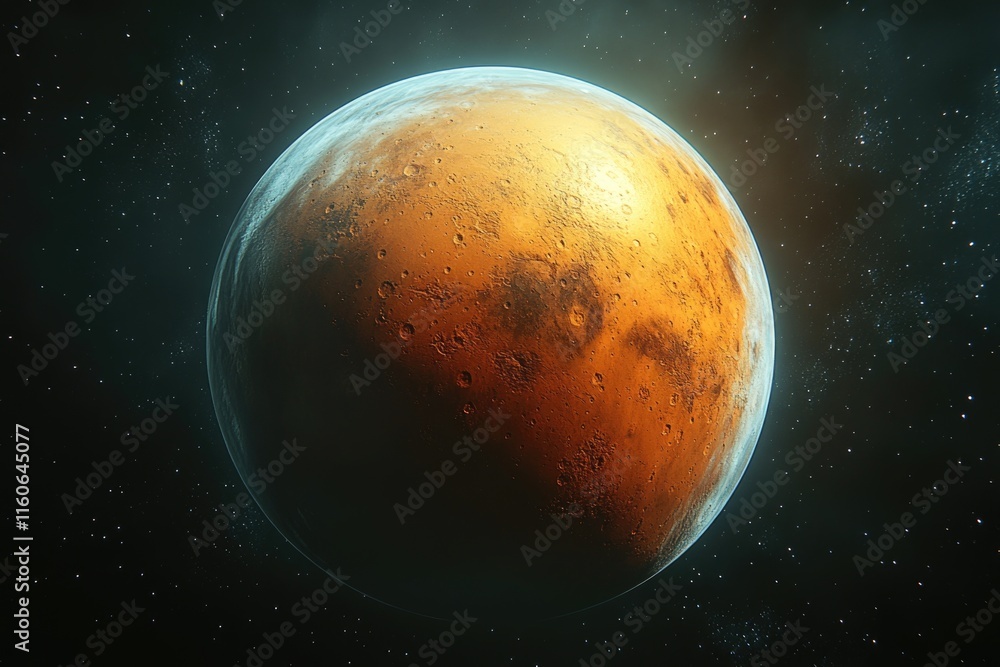 Obraz premium A bright orange planet against a starry night sky