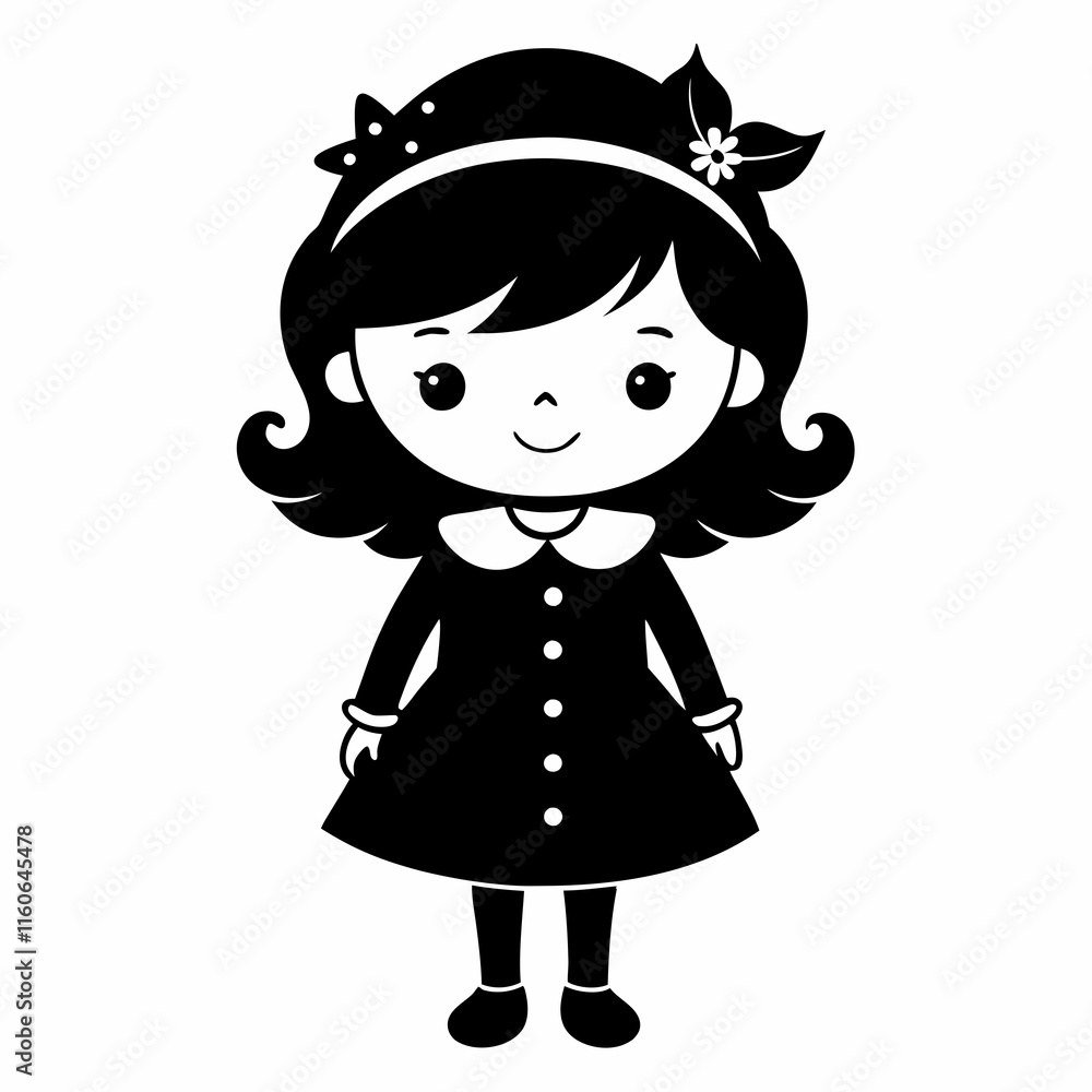 Christmas Cute Kids Little girl Black silhouette Christmas Cute Kids Little girl Black silhouette