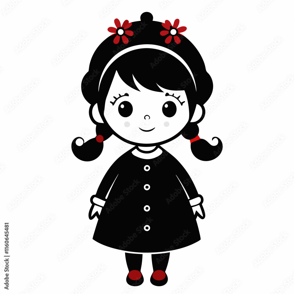 Christmas Cute Kids Little girl Black silhouette Christmas Cute Kids Little girl Black silhouette