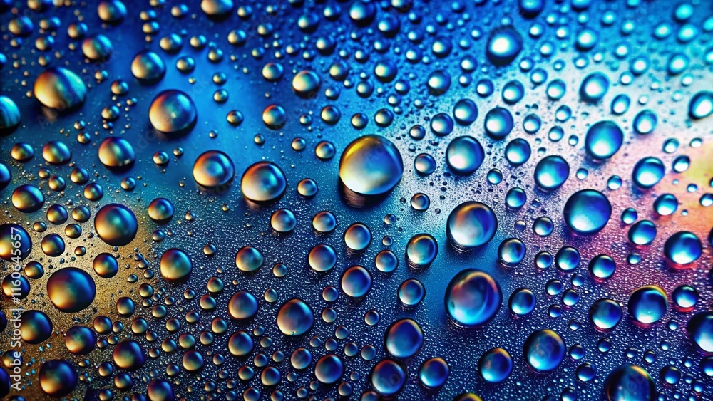 Aqua Droplet Reflections on Glass - Blue Background Aqua Droplet Reflections on Glass - Blue Background