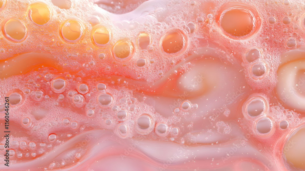 Fototapeta premium Abstract Coral Bubbles, A Textured Swirl of Peachy Hues, Forming Organic Patterns with Delicate Airy Foam