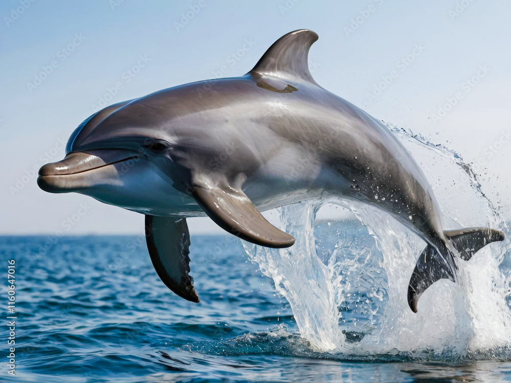 Fototapeta premium a dolphin jumping out of the water