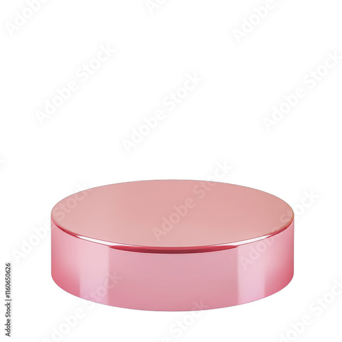 plastic, round pink podium on transparent background, photo