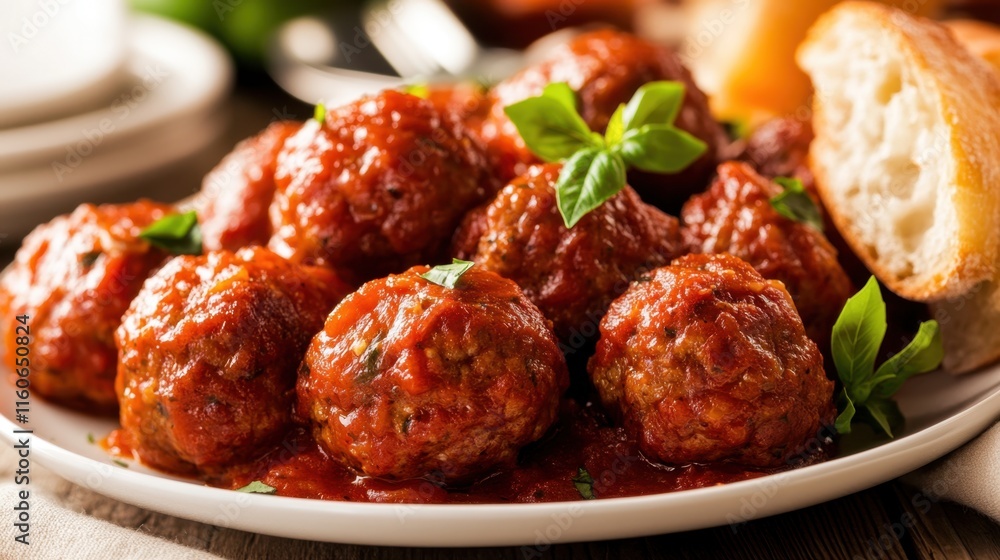 Delicious Homemade Meatballs with Savory Tomato Sauce Delicious Homemade Meatballs with Savory Tomato Sauce
