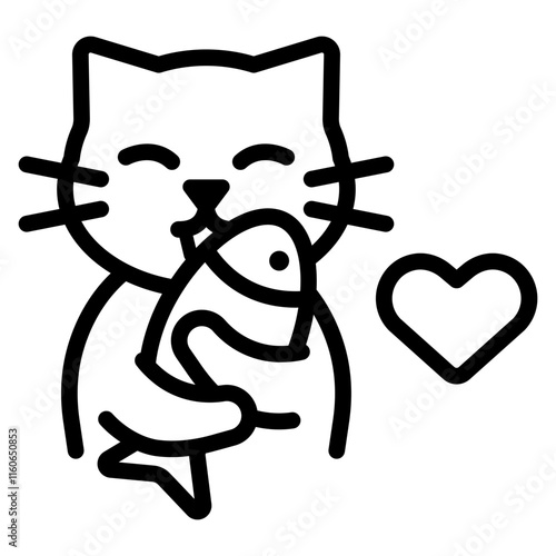 귀여운 고양이와 생선 아이콘