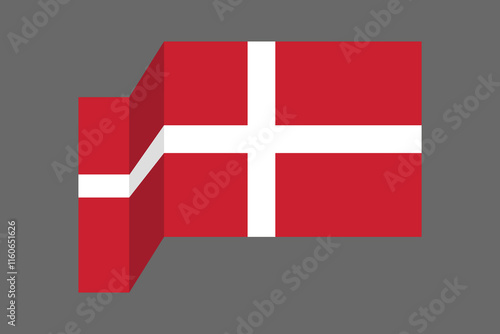 Denmark flag, The flag of Denmark, Flag of Denmark national country symbol illustration Vector, Rectangle Denmark flag illustration, Flat vector illustration
