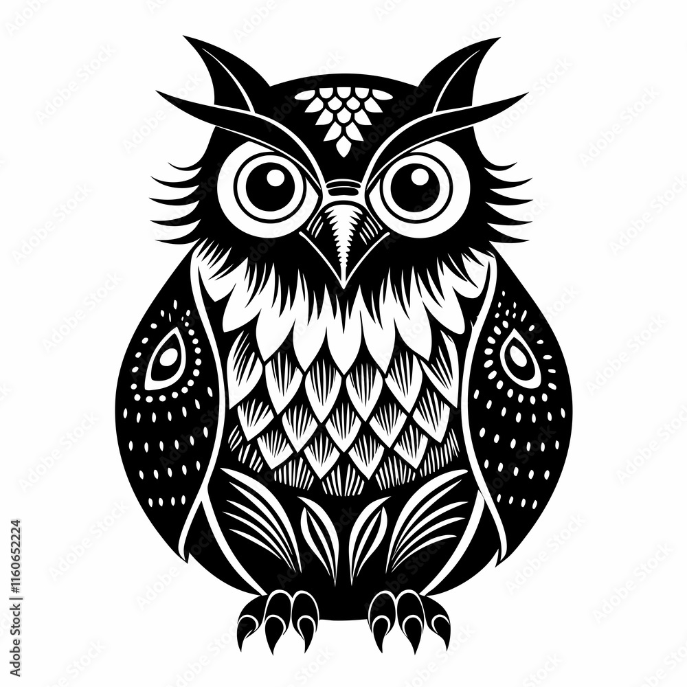 Christmas Kids Owl Black silhouette Christmas Kids Owl Black silhouette