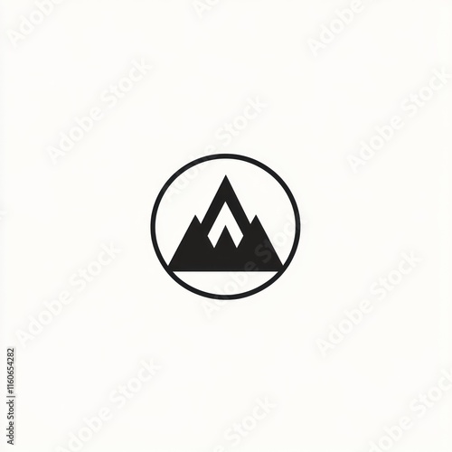 Free Download Minimalist mountain peak icon in a circle. - GFXLoad