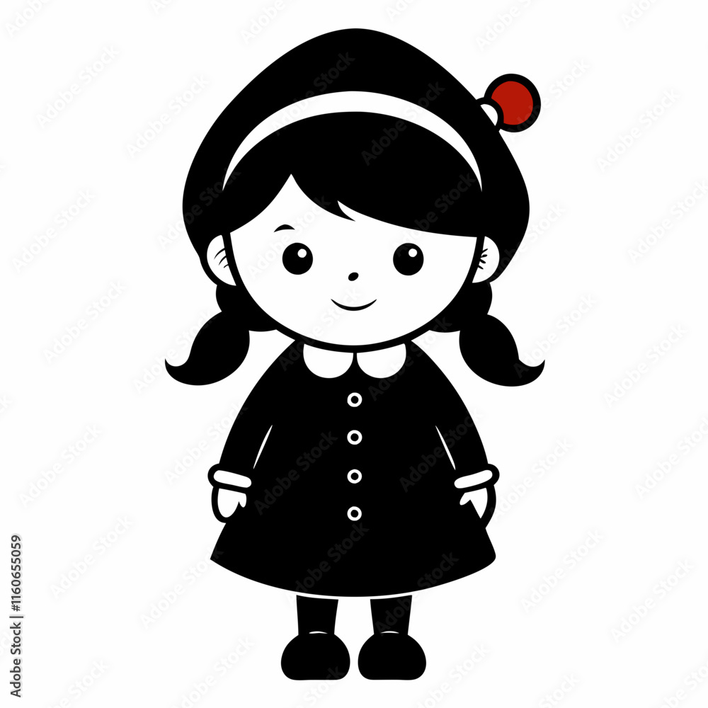Cute Christmas Little Girl Black silhouette Cute Christmas Little Girl Black silhouette