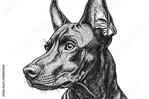 A simple illustration of a dog in monochrome tones photo