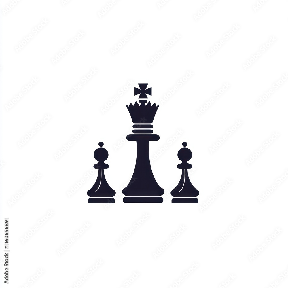 Queen chess piece flanked by pawns. (1) Queen chess piece flanked by pawns. (1)