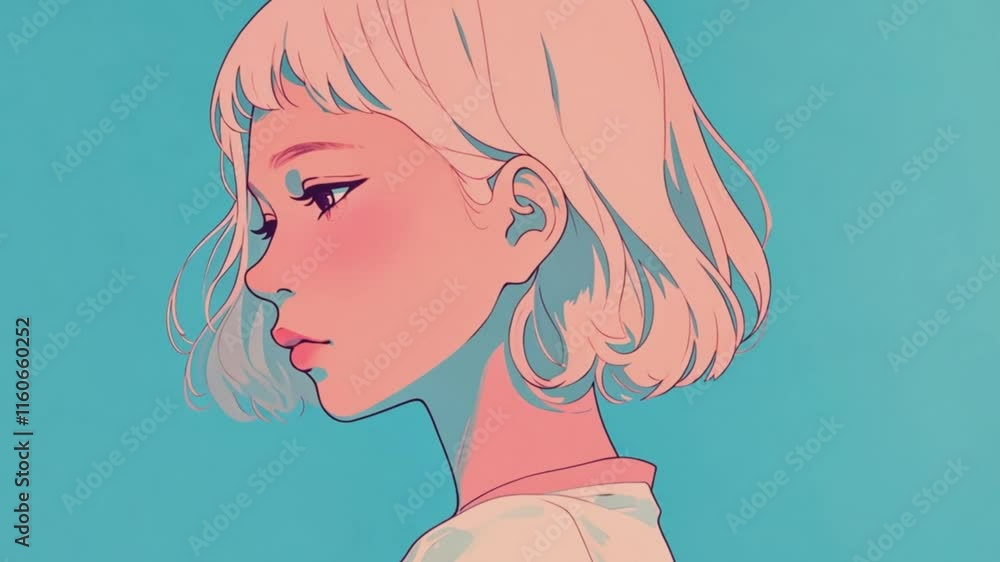 Stylized Portrait of a Young Woman with Short Hair Stylized Portrait of a Young Woman with Short Hair