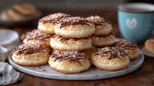 Wallpaper Mural Stack of chocolate-covered pastries with nuts on a marble plate. Torontodigital.ca