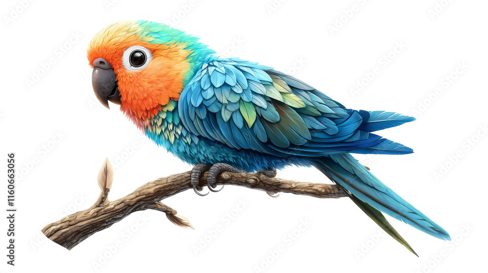 Fototapeta premium A vibrant, colorful parrot perched on a branch, showcasing its bright feathers and lively expression.