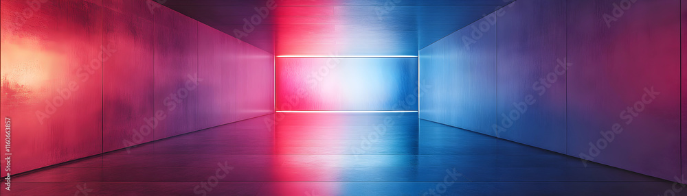Vibrant Neon Corridor, A futuristic space with glowing pink and blue walls, reflecting on a sleek floor, creating a visually stunning and dramatic atmosphere. Vibrant Neon Corridor, A futuristic space with glowing pink and blue walls, reflecting on a sleek floor, creating a visually stunning and dramatic atmosphere.