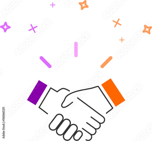 colorful handshake illustration, agreement icon