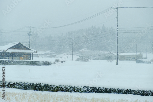 日本の田舎の雪景色