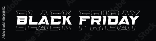 Black Friday typography banner. Black Friday modern linear typography text illustration isolated on black background. Design template for Black Friday sale banner.
