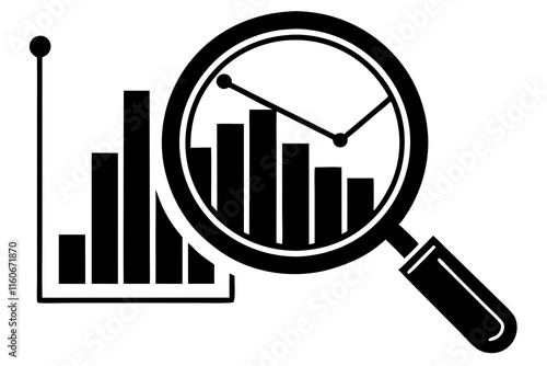 Financial forecast, Analysis and predict, business research, simple icon. Black icon on white background. Vector Design Market Research Icon Style
