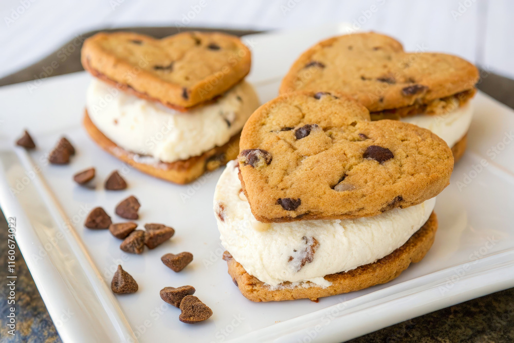 a plate of cookies and ice cream on a table a plate of cookies and ice cream on a table