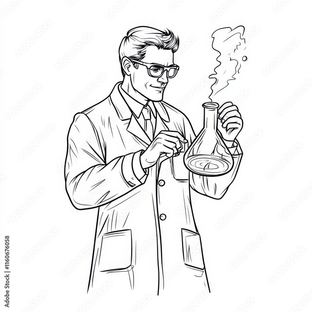The Scientist's Discovery: children's coloring page The Scientist's Discovery: children's coloring page