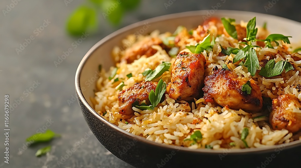 Delicious Chicken Biryani with Aromatic Herbs Delicious Chicken Biryani with Aromatic Herbs