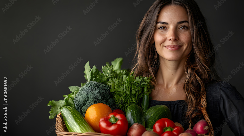 Smiling successful female owner of greengrocery store, preparing fresh fruits and vegetables for sale, placing crates with vegetables on counter..
Smiling successful female owner of greengrocery store, preparing fresh fruits and vegetables for sale, placing crates with vegetables on counter..