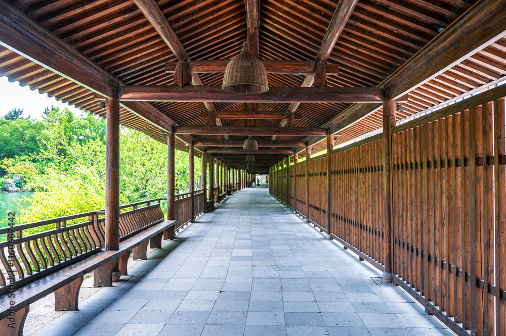 The outdoor promenade of traditional Chinese architecture The outdoor promenade of traditional Chinese architecture