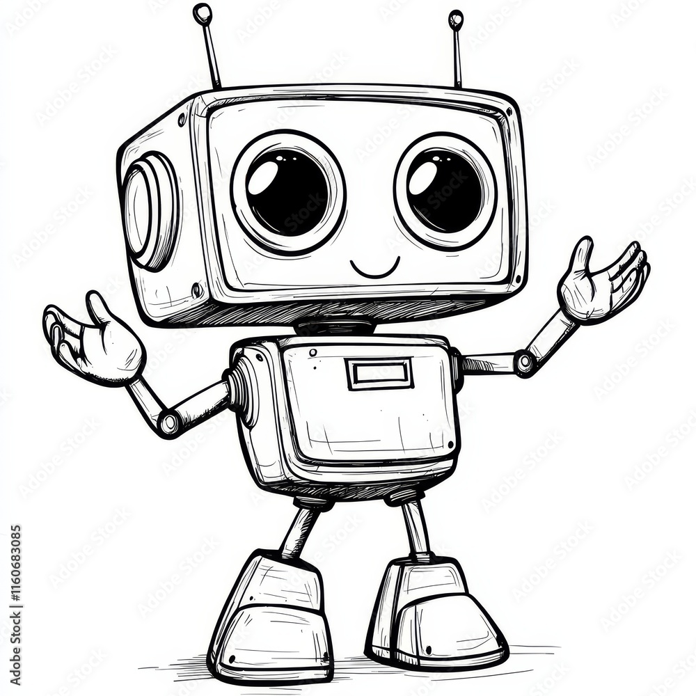 Naklejka premium Robot Coloring page